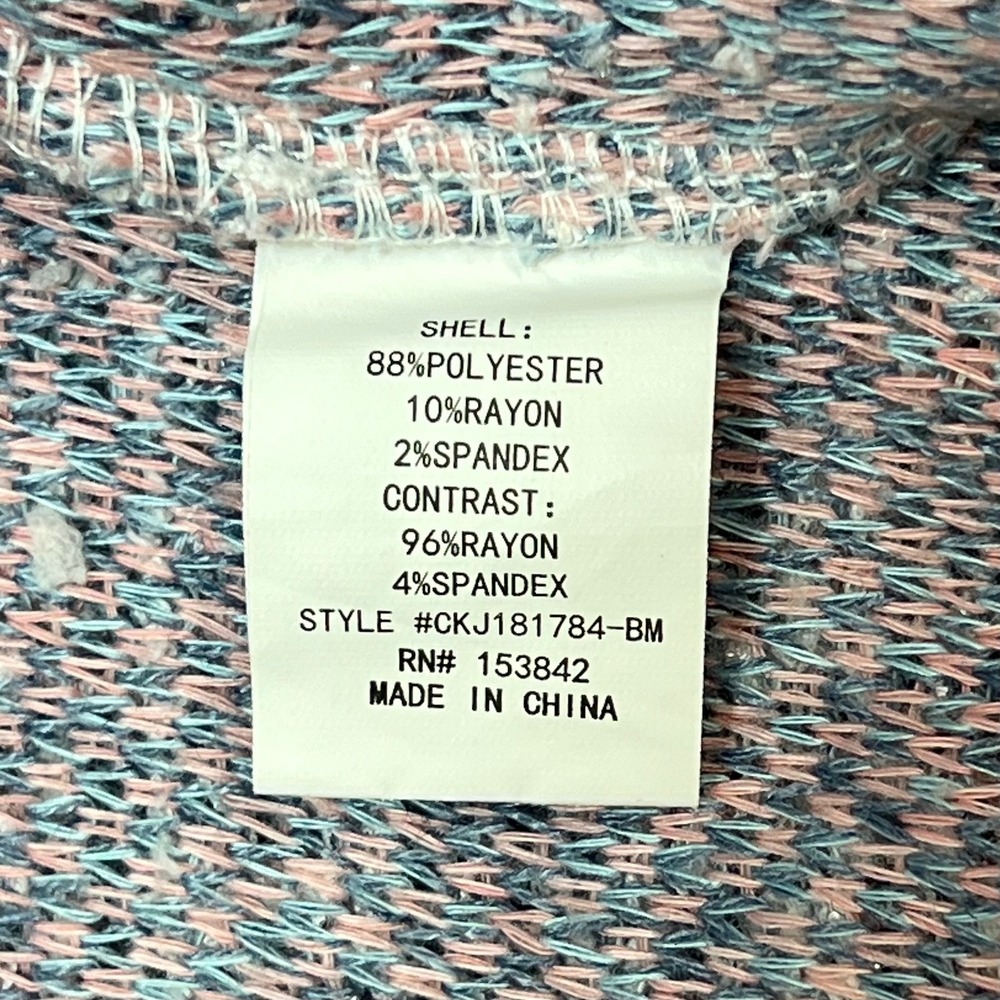 MELLODAY Women's Open Front Tweed Cardigan Jacket Pink‎ Blue Gray Size M - Picture 6 of 7